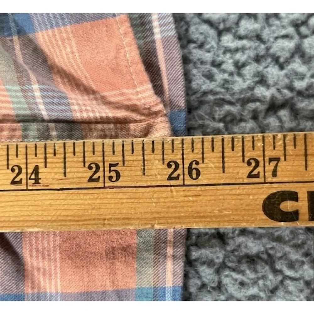 Ralph Lauren Kids Large 14-16 Plaid Button‎ Down Shirt Orange Blue Cotton Pony